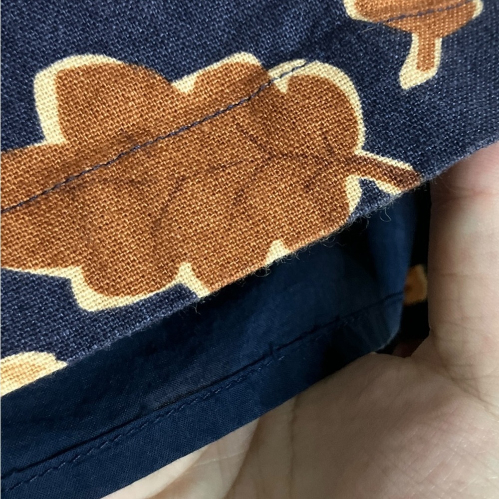 Cottagecore Mini Skirt S Autumn Forest Novelty Print Belted Whimsical Navy - Picture 3 of 7
